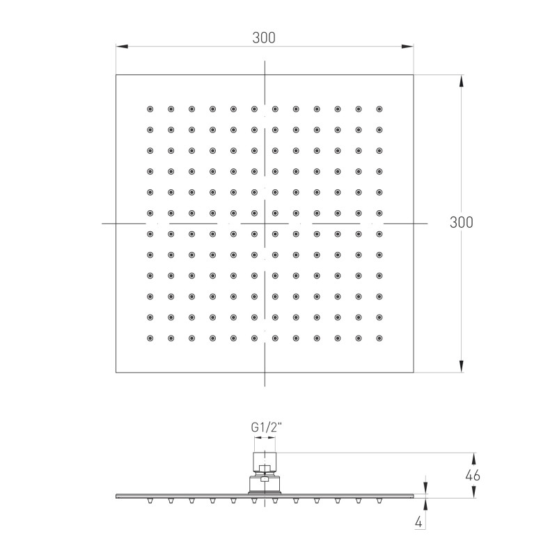 VOLLE CASCADA R75 душ верхній, 300*300*4мм, SS, cromo, 
Каскадный душ R75, 300*300*4мм, нержавеющая сталь, хром, (16008104)