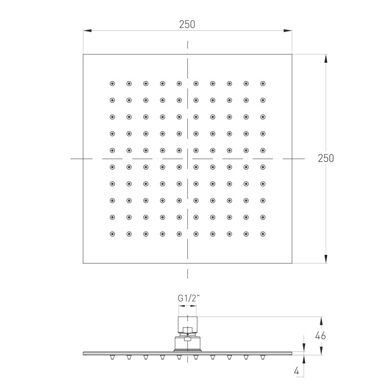 VOLLE CASCADA R60 душ верхній, 250*250*4мм, SS, cromo, 
Каскадный душ R60, 250*250*4мм, нержавеющая сталь, хром, (16008103)