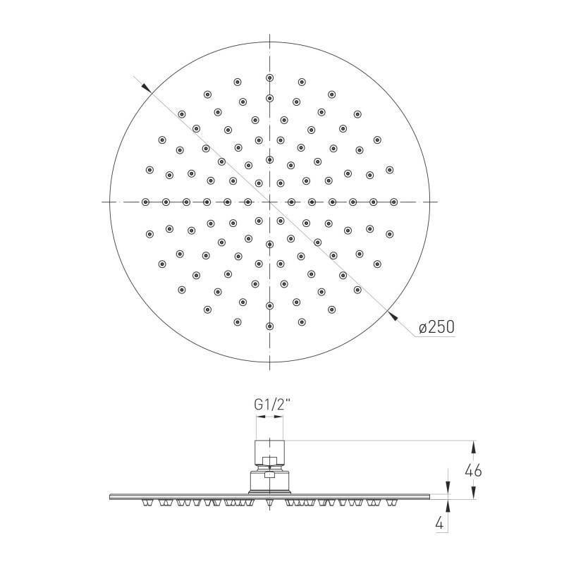 VOLLE КАСКАД R55 душ верхний, Ø250*4мм, нержавеющая сталь, хром, (16008101)
