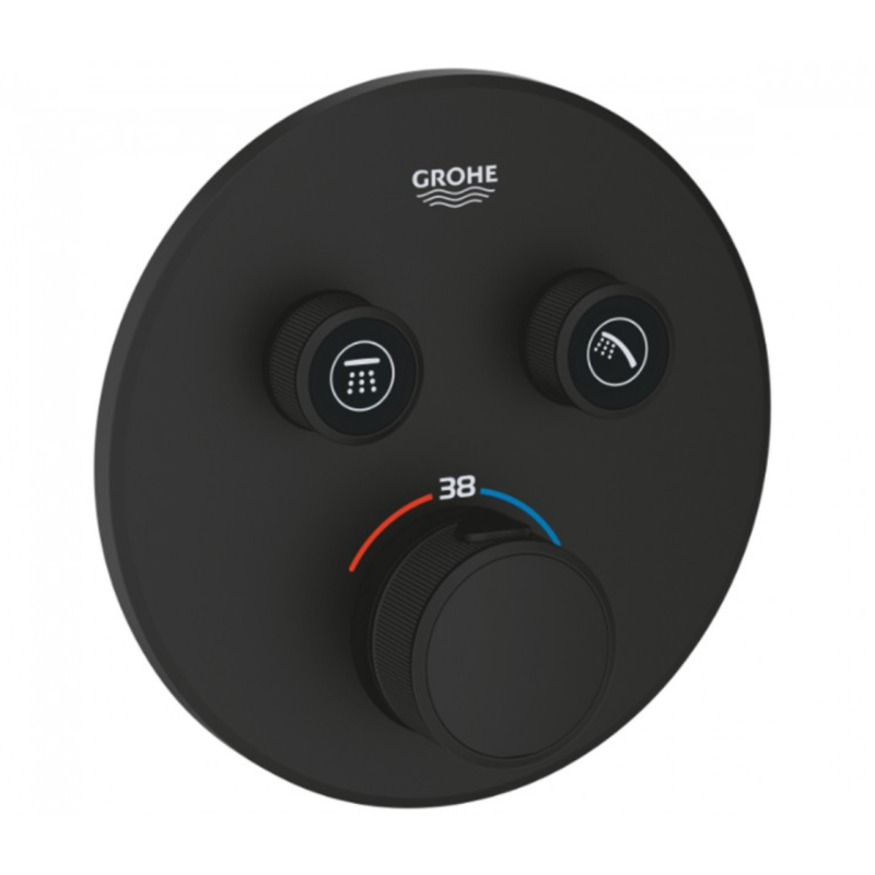Grohe 29507KF0 Grohtherm SmartControl Зовнішня частина термостату прихованого монтажу на 2 споживачі, чорний ohtherm SmartControl Зовнішня частина термостату прихованого монтажу на 2 споживачі, чорний  (29507KF0)