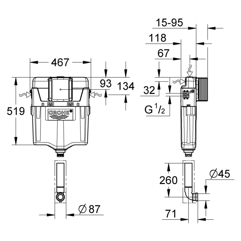 Сливной бачок GD2 Grohe (38661000)