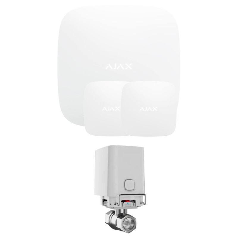 Ajax Набор сигнализации с 1 краном WaterStop 3/4" Hub2 + LeaksProtect 2шт Белый (006104)