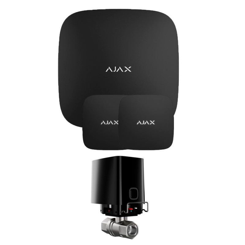 Ajax Набор сигнализации с 1 краном WaterStop 3/4" Hub2 + LeaksProtect 2шт Черный (006105)