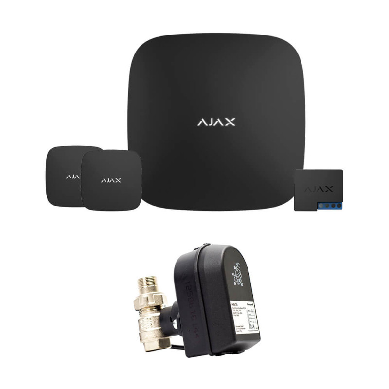 Ajax Хаб + LeaksProtect (2од) + WallSwitch + Кран з електроприводом Honeywell 220 One ДУ32 (HAV32) (005532)