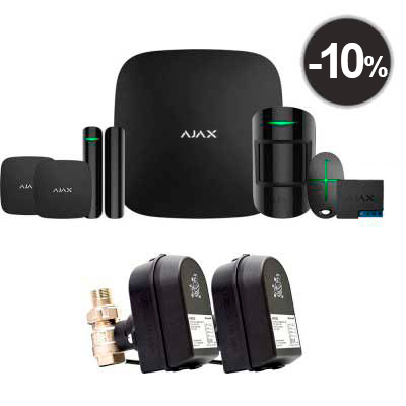 Ajax StarterKit Plus + LeaksProtect (2шт) + WallSwitch (1шт) + кран с электроприводом Honeywell 220 Duo ДУ32 (HAV32) (006436)