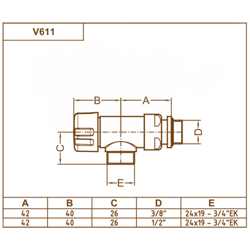 Carlo Poletti Кран-термостат реверсивный БЕЛЫЙ Ø1/2″ x 24-19 REVERSA-THERMO (V61111EF)