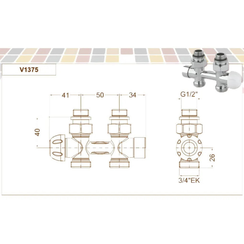 Carlo Poletti Узел термостатический FIRST PIASTRE BLACK MATTE прямой Ø1/2″ З x 3/4″ EK 50 мм (V137512EFS9005OSX)