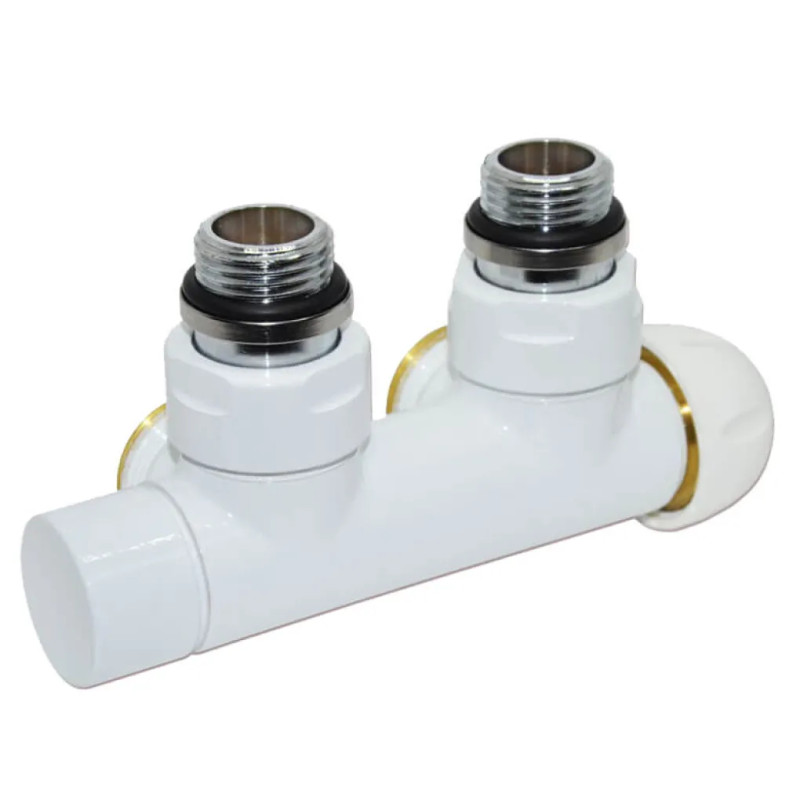 Carlo Poletti Узел термостатический TWIN THERMO БЕЛЫЙ угловой ПРАВЫЙ Ø1/2″ З x 3/4″ EK 50 мм (V37110EFSB)