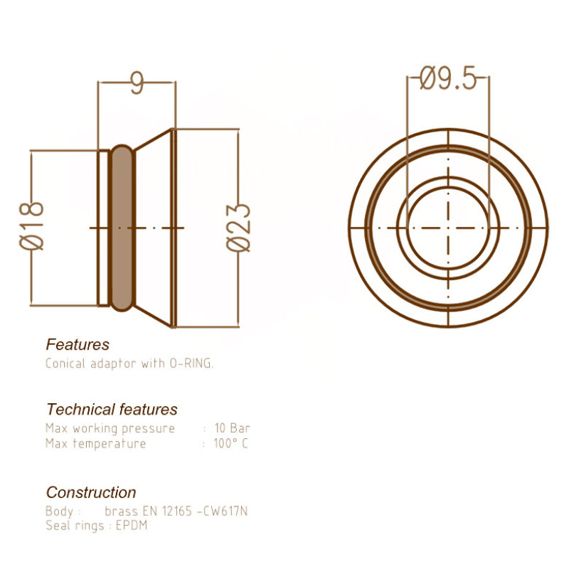 Carlo Poletti Конический вкладыш G 3/4″ (адаптер евроконус) (A55300T)