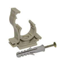 Capricorn Кліпса одинарна PP з клямкою Ø25 (бежева) з забивним шурупом