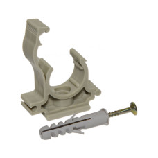 Capricorn Кліпса одинарна PP з клямкою Ø40 (бежева) з забивним шурупом