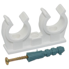 Capricorn Кліпса подвійна PP з забивним шурупом Ø10 (біла)