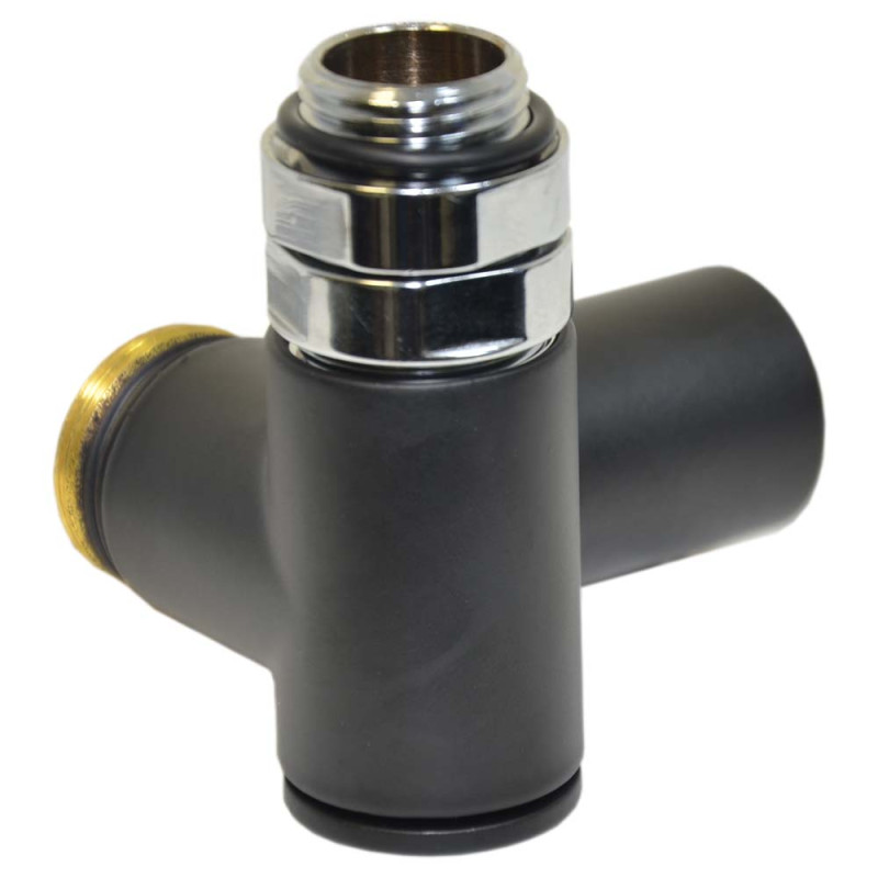 Carlo Poletti Кран радиаторный трехосевой BLACK MATTE Ø1/2″x3/4″ SX (левый) COMBI CORNER (подкл. тену) (V110112E9005OSX)