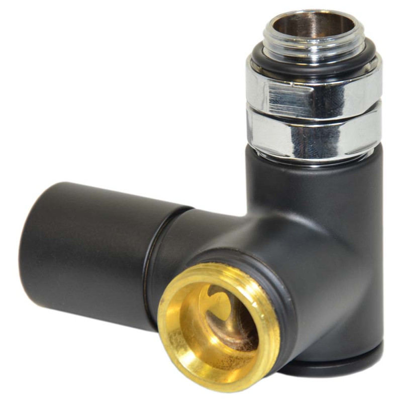 Carlo Poletti Кран радиаторный трехосевой BLACK MATTE Ø1/2″x3/4″ SX (левый) COMBI CORNER (подкл. тену) (V110112E9005OSX)