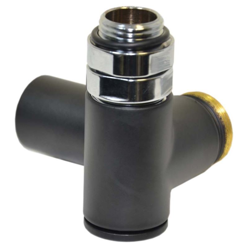 Carlo Poletti Кран радиаторный трехосевой BLACK MATTE Ø1/2″x3/4″ SX (правый) COMBI CORNER (подкл. тену) (V110112E9005ODX)