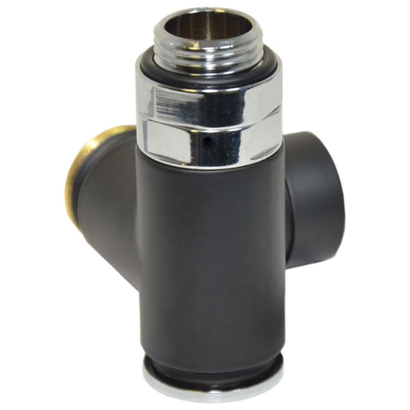 Carlo Poletti Кран отсекающий трехосевой BLACK MATTE Ø1/2″x3/4″ SX (левый) COMBI CORNER (подключение тена) (V110212E9005OSX)