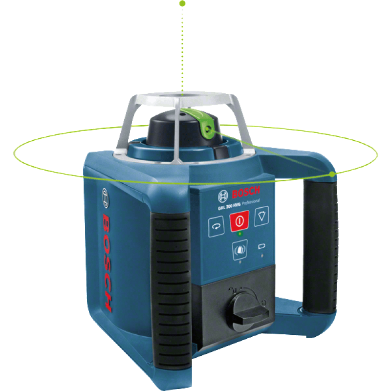 BOSCH Нівелір лазерний ротаційний Professional GRL 300 HVG, 300м, ±0.1мм/м, 150/300/600 об/хв, тримач WM4, IP54, 1.8кг, зелений промінь, кейс, приймач LR1, пульт RC1, АКБ, ЗП, мішень (0601061701)