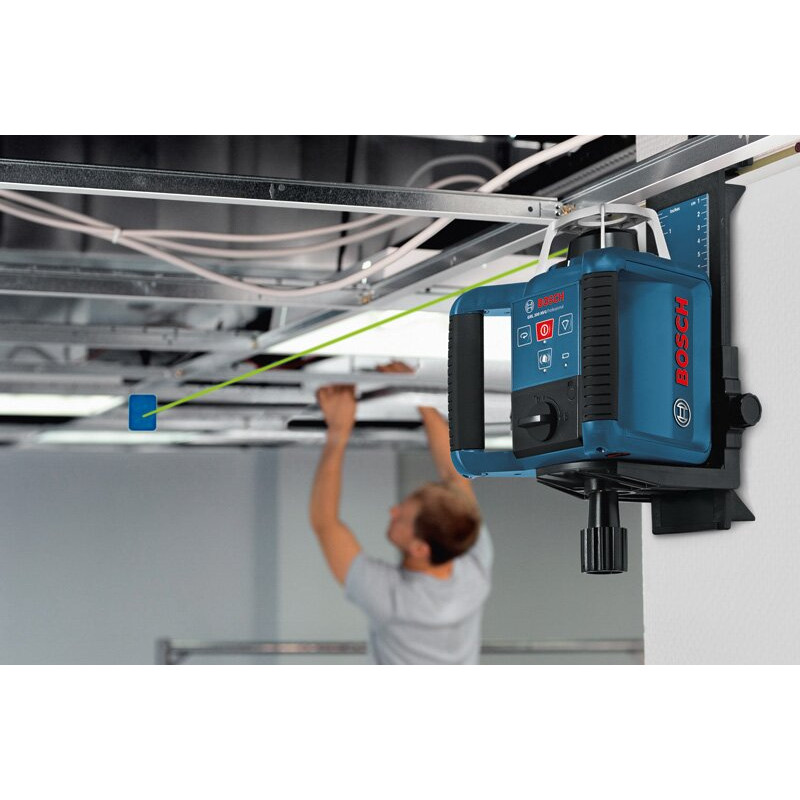 BOSCH Нівелір лазерний ротаційний Professional GRL 300 HVG, 300м, ±0.1мм/м, 150/300/600 об/хв, тримач WM4, IP54, 1.8кг, зелений промінь, кейс, приймач LR1, пульт RC1, АКБ, ЗП, мішень (0601061701)