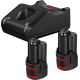 BOSCH Набор 2 аккумуляторов GBA 12 В 2.0 A*год + ЗП GAL 12V-40 (1600A019R8)