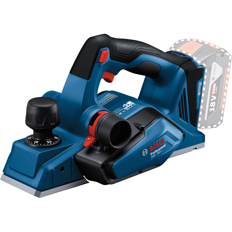 BOSCH Рубанок акумуляторний GHO 185-LI, 18В, 82мм, стругання до 2.6мм, паз до 9мм, без АКБ та ЗП (06015B5021)