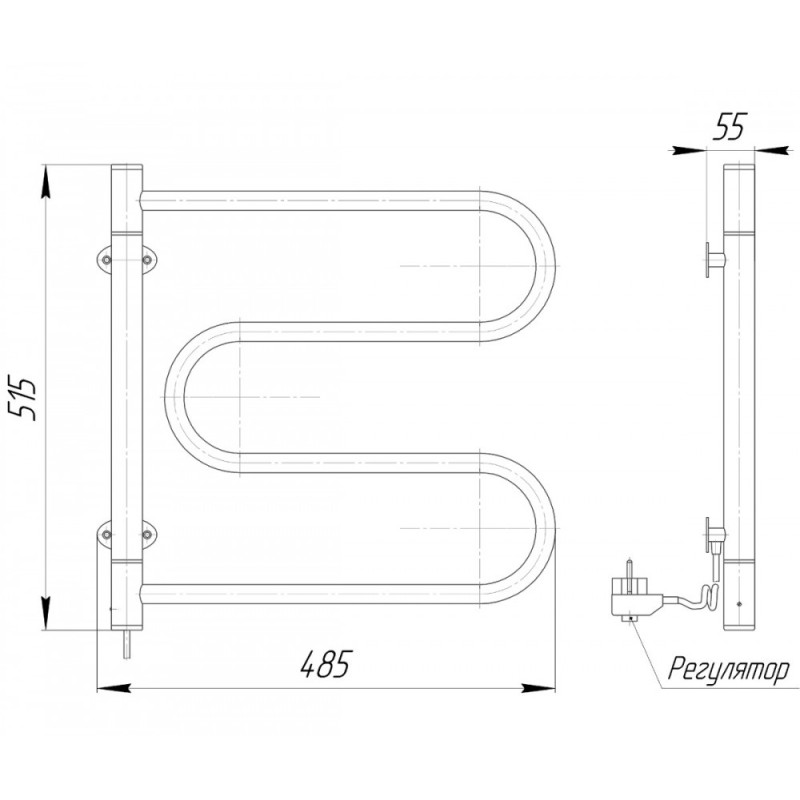 Mario Полотенцесушитель электрический ™МАРИО, Лассо-І 515×485/55 (2.3.0600.12.P)