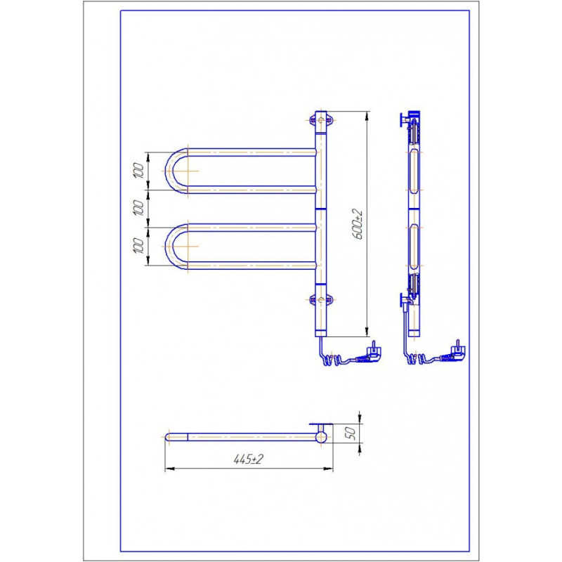 Mario Полотенцесушитель электрический ™МАРИО, Тристар-I 600×445/50 (2.3.0505.11.P)