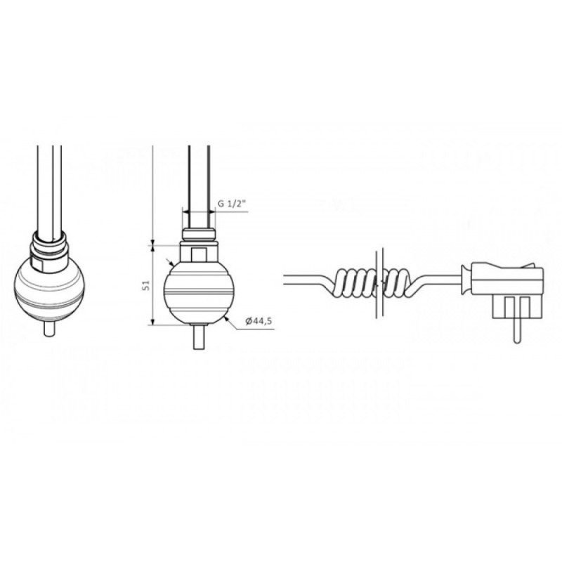Mario ТЭН (трубчатый электронагреватель) REG 2.0 – 600W, для полотенцесушителей ™МАРИО (5.0.2006.0.P)