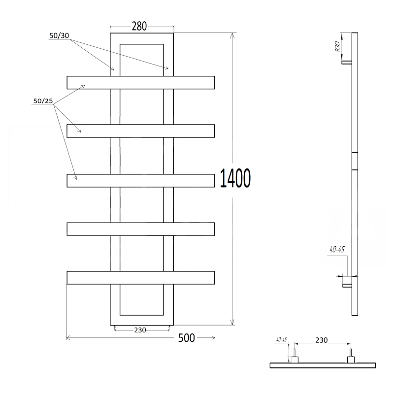 Genesis-Aqua Полотенцесушитель Teon Водяной 1400x50 (GA-111001)