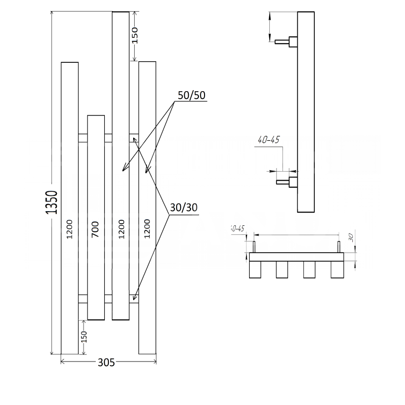 Genesis-Aqua Полотенцесушитель Kiy Водяной 1350x305 (GA-106001)