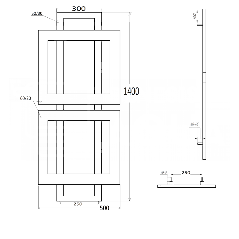 Genesis-Aqua Полотенцесушитель Graff Электрический 1400x50 (GA-105004)