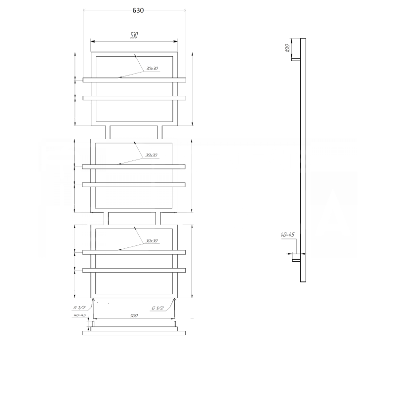 Genesis-Aqua Полотенцесушитель Fadey Водяной 1400x63 (GA-104001)