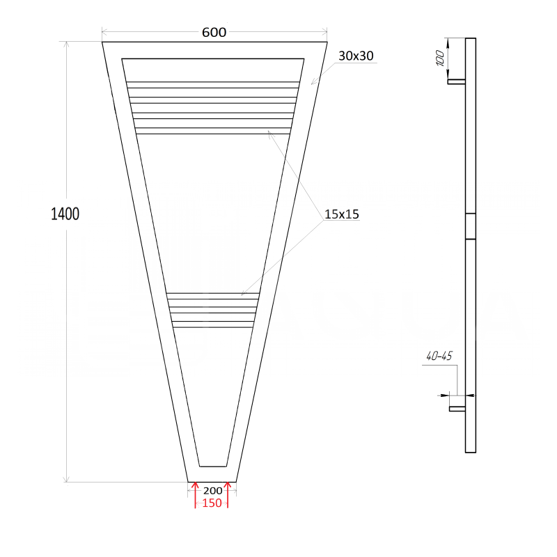 Genesis-Aqua Полотенцесушитель Catalina Электрический 1400x60 (GA-102004)