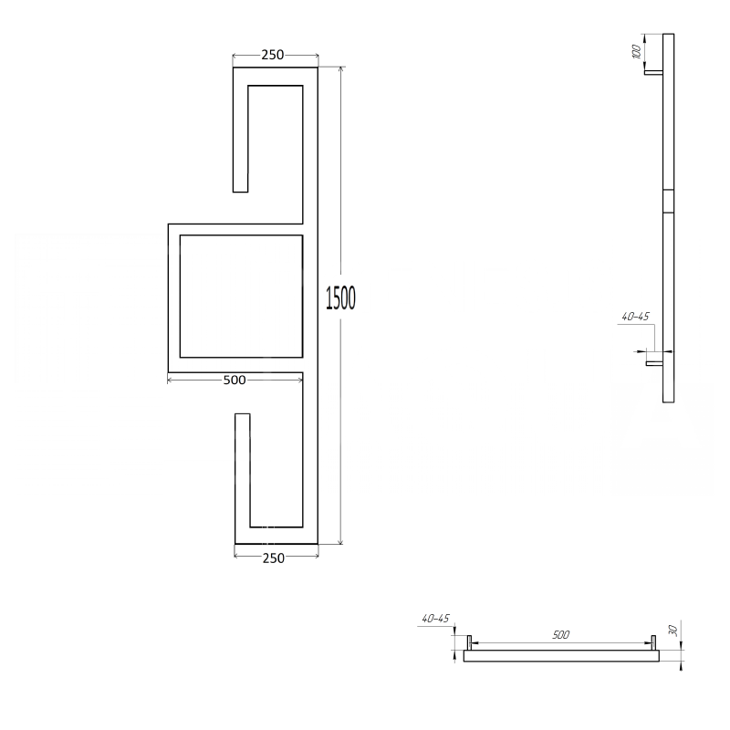 Genesis-Aqua Полотенцесушитель Artan Электрический 1500x50 (GA-101004)