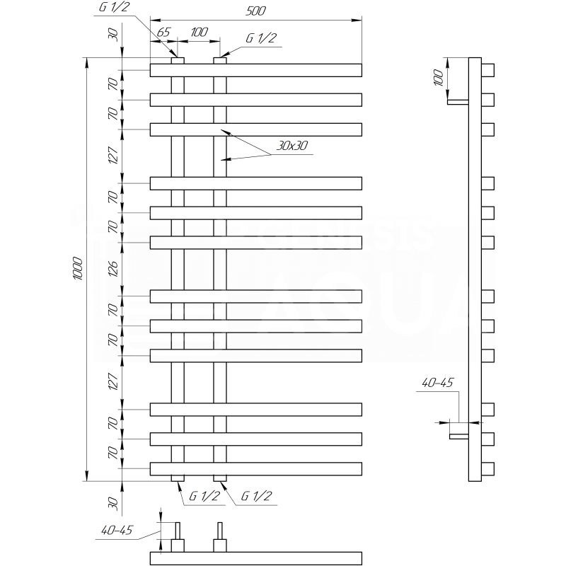 Genesis-Aqua Сушилка для полотенец Carisma Электрическая 800x53x3 (GA-97004)