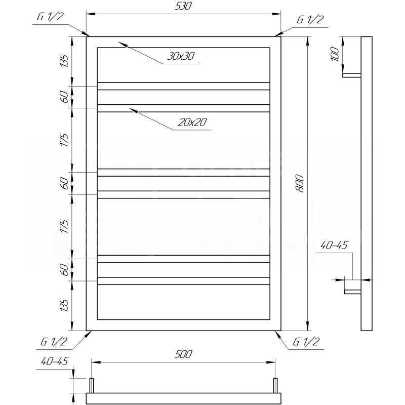 Genesis-Aqua Полотенцесушитель Angel Электрический 120x53x3 (GA-62006)