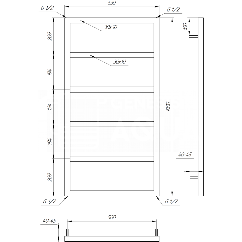 Genesis-Aqua Сушка для рушников Mogiana Электрическая 120x53x3 (GA-57006)