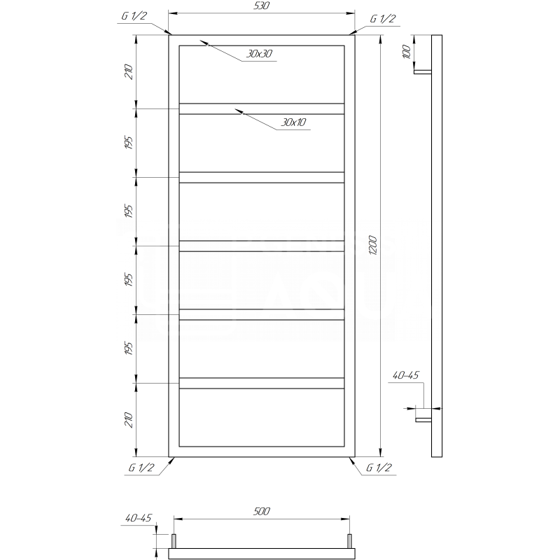 Genesis-Aqua Полотенцесушитель Mogiana Водяной 100x53x3 (GA-57002)