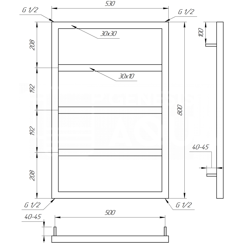 Genesis-Aqua Полотенцесушитель Mogiana Водяной 800x53x3 (GA-57001)