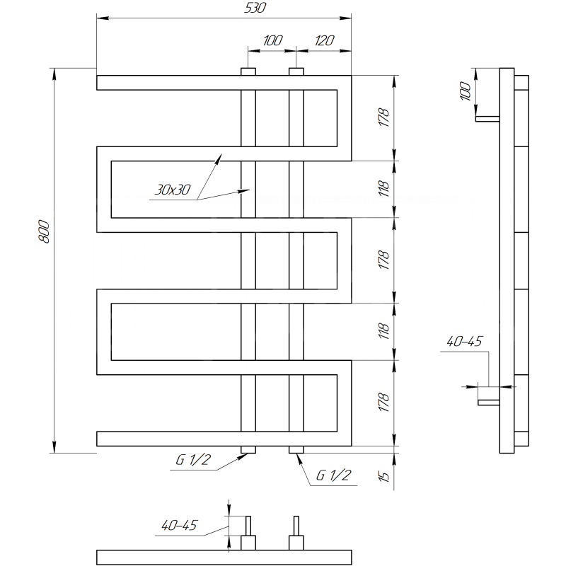 Genesis-Aqua Полотенцесушитель Dual Электрический 100x53x3 (GA-56005)