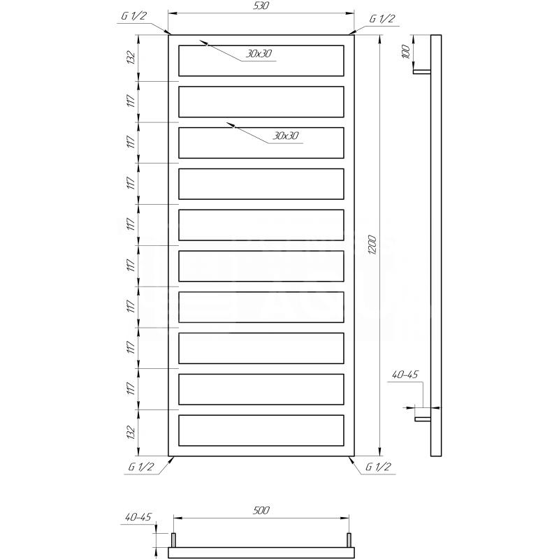 Genesis-Aqua Сушилка для полотенец Jazi Электрическая 120x53x3 (GA-54006)
