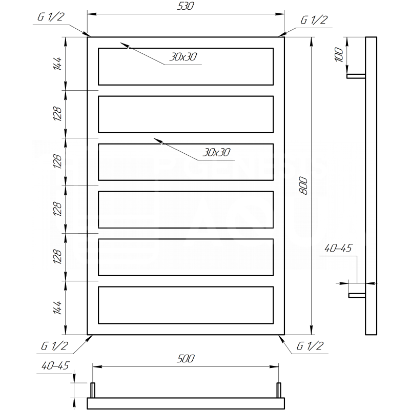 Genesis-Aqua Полотенцесушитель Jazi Водяной 120x53x3 (GA-54003)