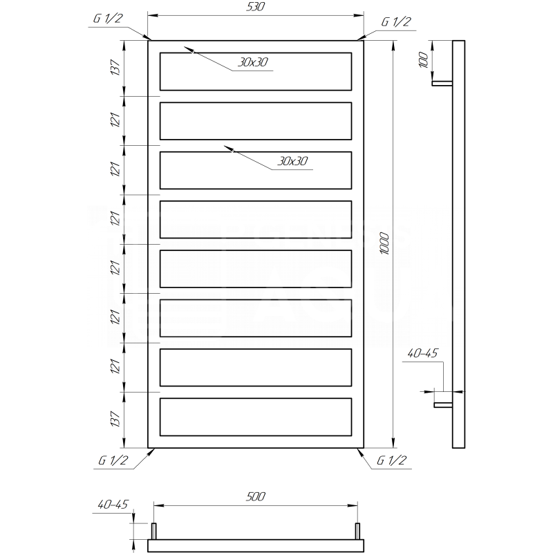 Genesis-Aqua Полотенцесушитель Jazi Водяной 120x53x3 (GA-54003)