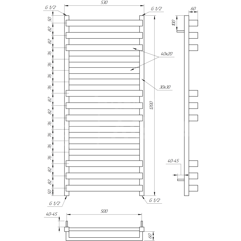 Genesis-Aqua Полотенцесушитель Santa Электрический 100x53x3 (GA-51005)