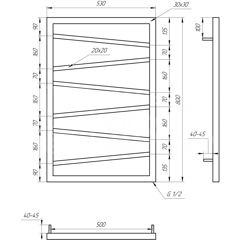 Genesis-Aqua Полотенцесушитель Genesis Light Электрический 100x53x3 (GA-4905)