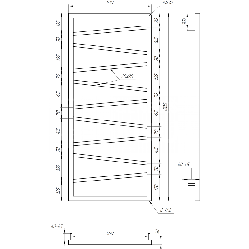 Genesis-Aqua Полотенцесушитель Genesis Light Электрический 100x53x3 (GA-4905)