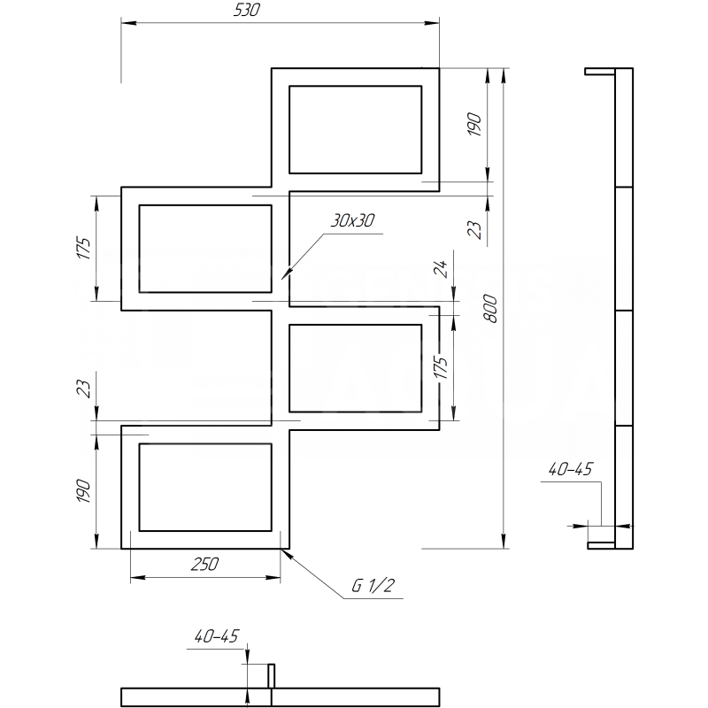 Genesis-Aqua Сушилка для полотенец Fito Электрическая 120x53x3 (GA-4606)