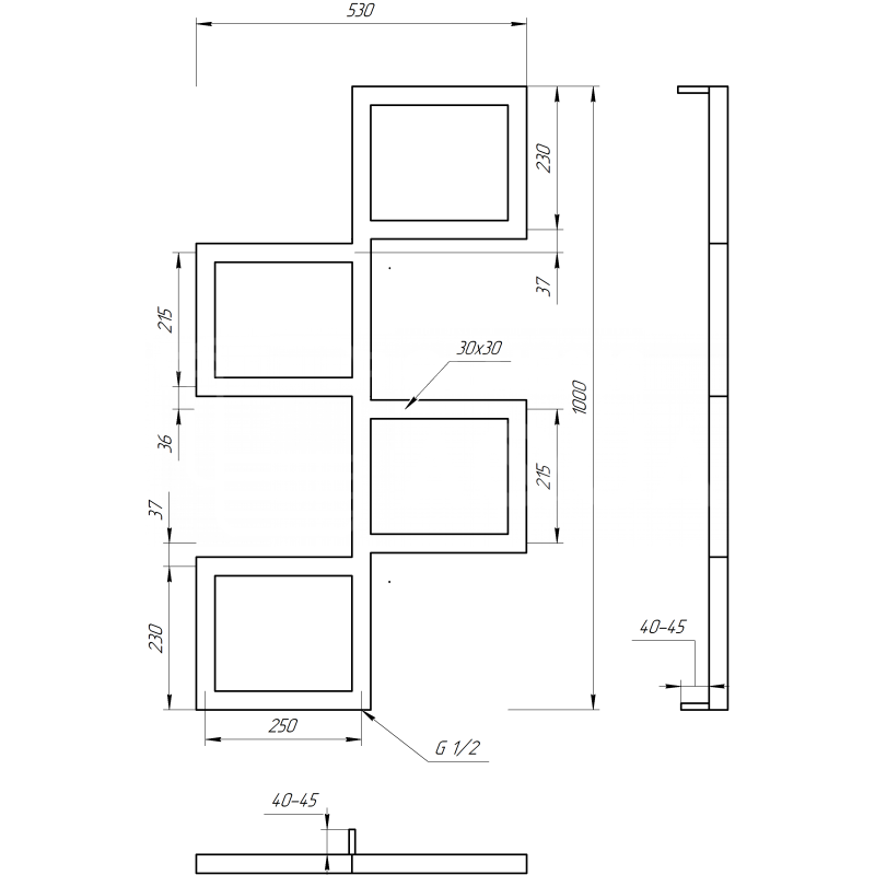Genesis-Aqua Полотенцесушитель Fito Электрический 800x53x3 (GA-4604)