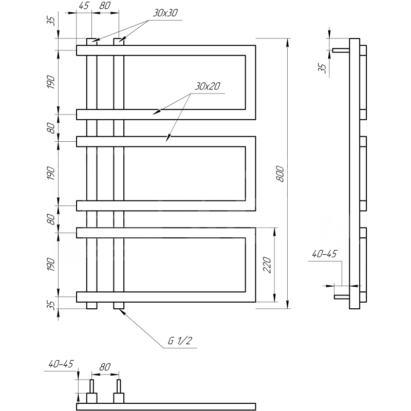 Genesis-Aqua Сушка для рушников Enzo Электрический 800x500 (GA-4404)