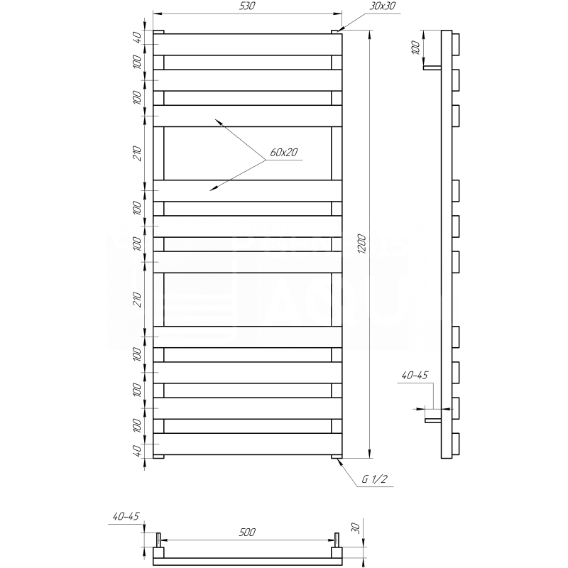 Genesis-Aqua Полотенцесушитель Alpina Электрический 100x53x3 (GA-4105)