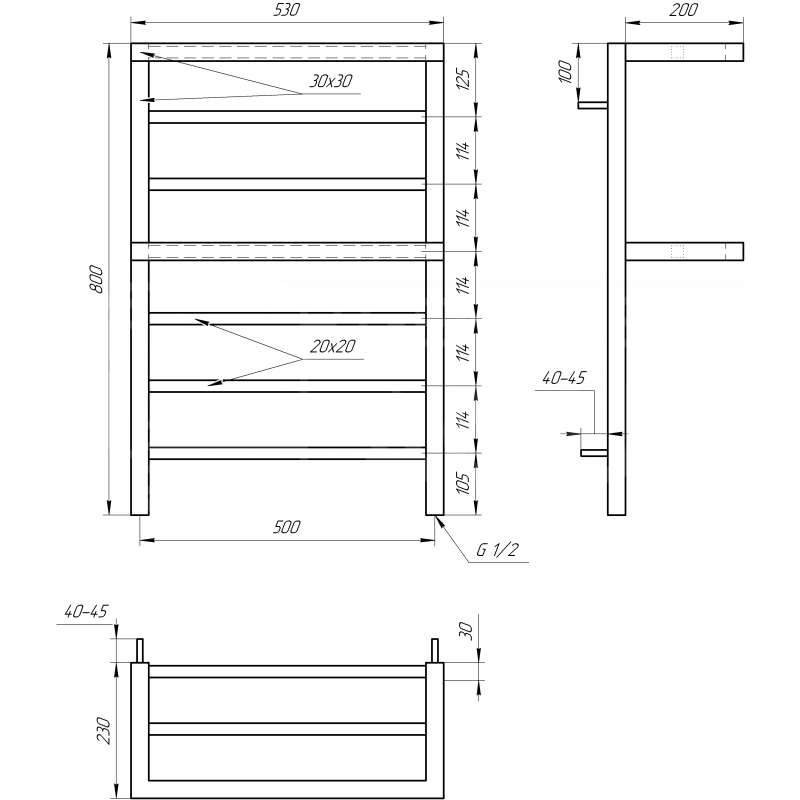 Genesis-Aqua Полотенцесушитель Aro Электрический 120x53x3 (GA-40006)